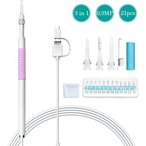 3-in-1 USB Ear Cleaning Earpick Endoscope LED Light Multifunctional Borescope Inspection Camera for OTG Android Micro USB PC