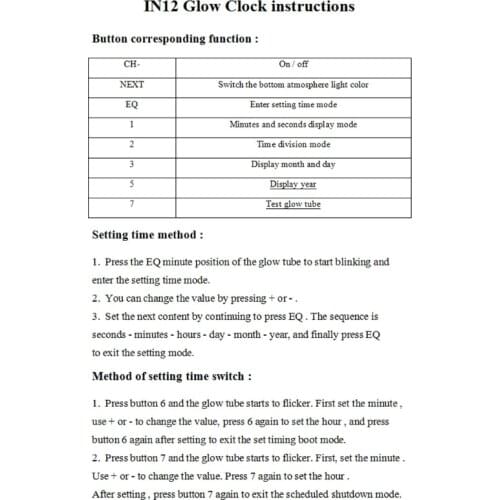 IN-12 Glow Tube Clock Colorful 4 Digits LED Retro Clock Nursery Home Living Room Bedroom Decoration Nixie Clock E56B