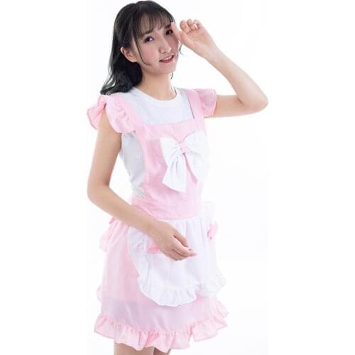 Japanese Apron Dress Women Lady Kitchen Sleeveless Bib Cooking Adjustable Pinafore Anime Maid Cosplay