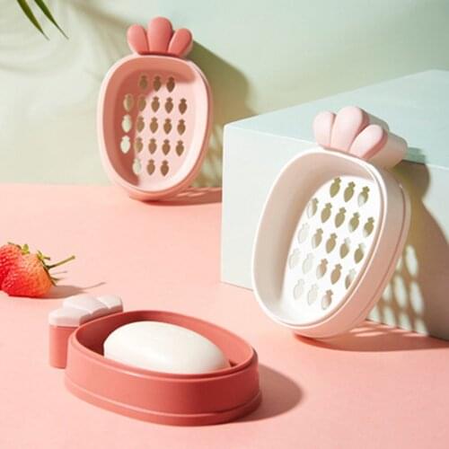 1Pc Carrot Drain Soap Dish Box Self-draining Design Split Multi-function Durable Soap Case Color Random