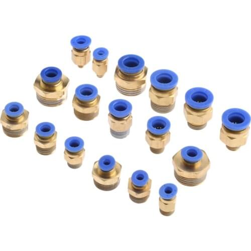 1pc Pneumatic Fittings 4mm 6mm 8mm 10mm Male Thread Pipe Coupler PC4-01 PC4-02 PC4-03 PC6-01 PC6-02, PC6-03 PC6-04