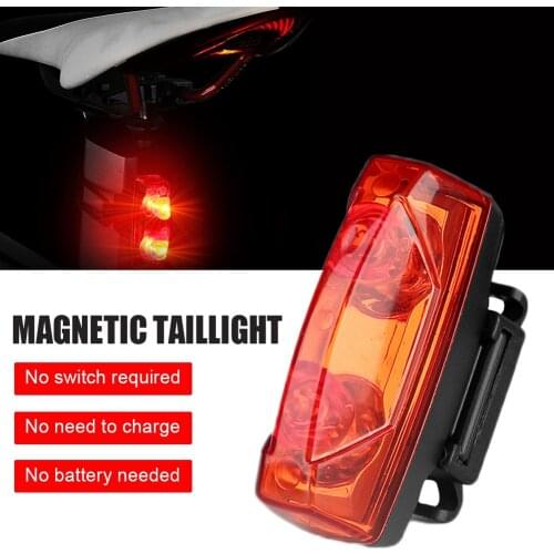 2021 NEW Induction Bike Taillights Magnetic Induction Lights Cycling Warning Lamp MTB Bicycle Magnetic Power Generate Taillight