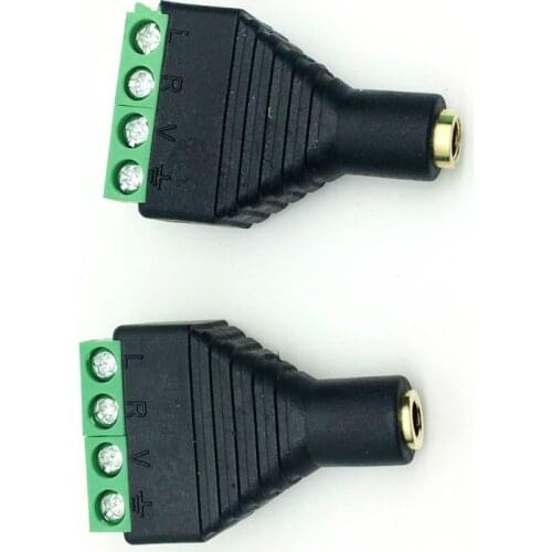 3.5mm 3pcs 1/8 Inch Stereo Male & Female Plug To AV Screw Video Balun Terminal Jack 3 Pin Terminal Block Plug Connector