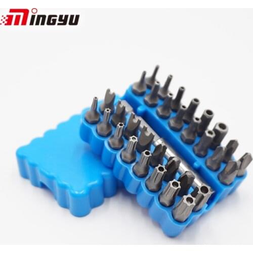 33pcs 1/4" Torx Hex Star Spanner 25mm Bit Set CRV Tamper Proof Security Screwdriver Bits Magnetic Extension Bit Holder Bar