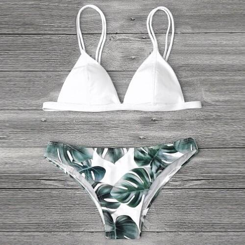 5 Color!! Sexy Swimwear Women Bikini Set Print Leaves Push-Up Padded Swimsuit Low Waist Bathing Beachwear Biquini Swimsuit