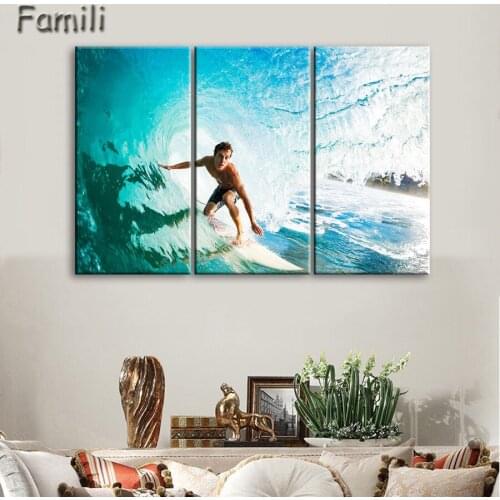 5Pieces/set Art Print Oil Painting Blue Waves Decoration Painting Home Decor On Canvas Modern Wall Art Canvas Print Poster Canva