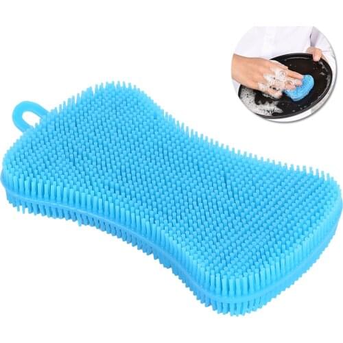 5pcs Kitchen Silicone Dish Washing Sponge Scrubber Cleaning Brushes Scouring Pad Antibacterial Mildew-Free Brush Cleaning Tools