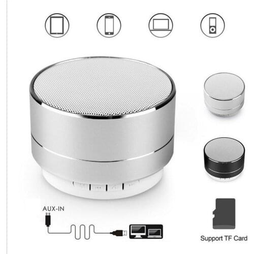 A10 Metal Mini Wireless Bluetooth Speaker Subwoofer Microphone TF Card MP3 Music Player Speaker Compatible Smartphone pc