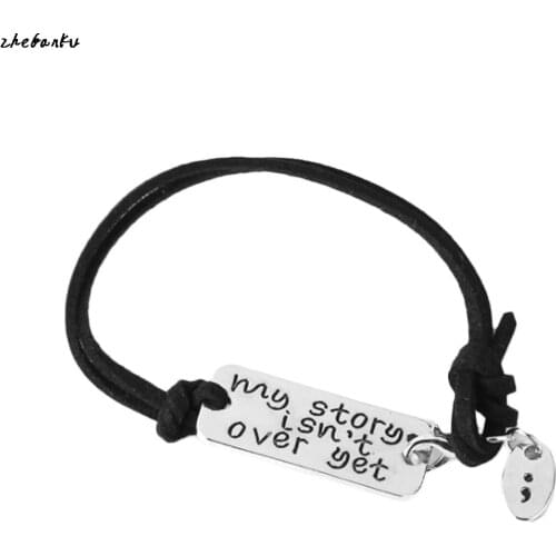Letter "My story isn't over yet" Bracelet Semicolon Bracelets Suicide Awareness Jewelry Inspirational Gift