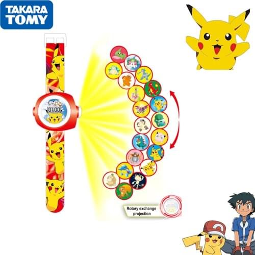 Pokemon Anime 3D Projection Watch Pikachu Pop Cartoon Children Digital Watch Contains 20 Images Child Toy Birthday Gift