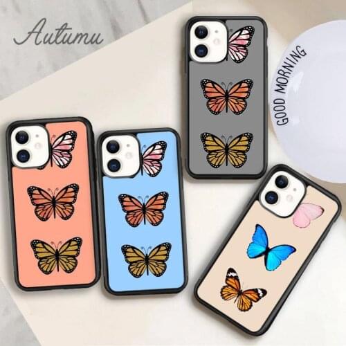 Triple Butterfly Phone Case for iPhone 11 12 Pro Max mini X XR XS SE 2020 5 6S 7 8 Plus Samsung Galaxy S8 S9 S10 Cover shell
