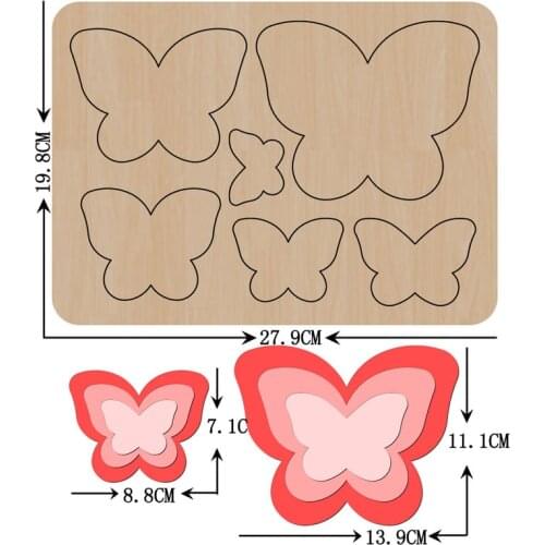 6 Size Butterfly Wooden Cut Dies Xmas Cutting Wood Dies For DIY Clothing/Headwear Accessories Mould Fit Machines on the Market