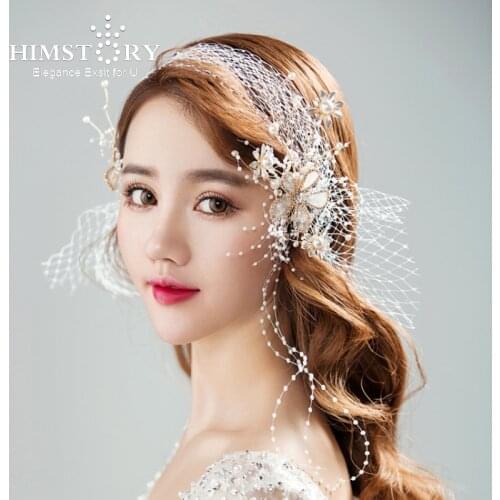 HIMSTORY Handmad Luxury Flower Headband Crystal Hairband Wedding Party Holiday Girls Hair Jewelry Bride Headpiece Fascinator