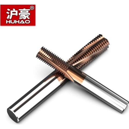 HUHAO NPT 60° Spiral Milling Cutter 3 Flutes 4 Blades Thread End Mill Router Bits For Stainless steel Copper CNC Engraving Tools