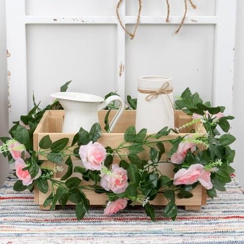 2.2m Artificial Rose Vine Flower Garland for Wall Home Wedding Christmas Decoration Fake Plants Leaves Arch Hanging Silk Flower