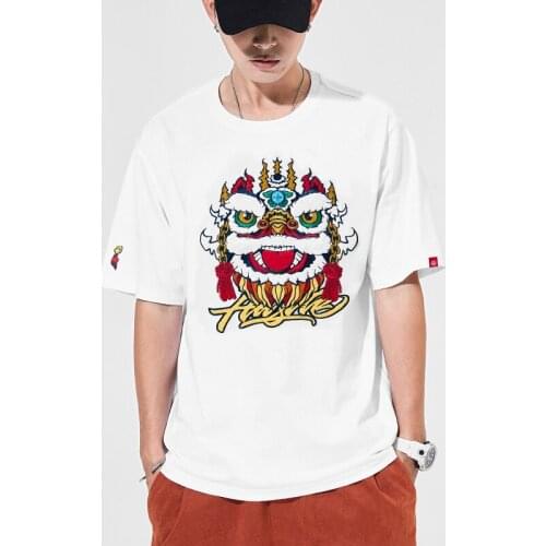 Chinese Style Retro Embroidery 100% Cotton Mens Short Sleeve T-shirt 2021 Summer Fashion Loose T-shirt Oversize Mens Clothing