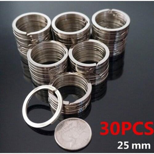 30PCS Polished Silver Split Ring Keyrings Key Chain Hoop Loop Key Holder DIY