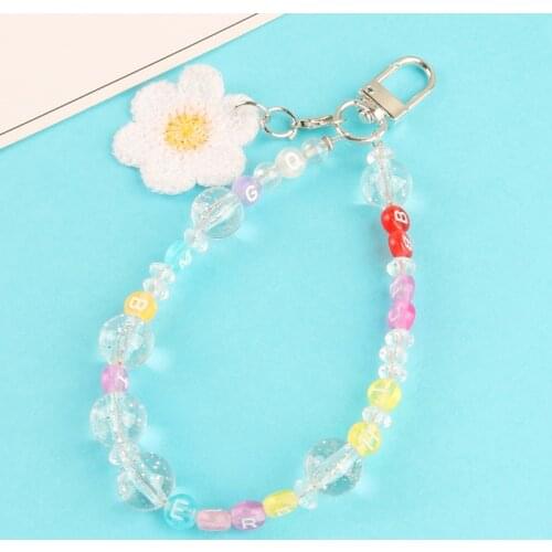 Fashion Colorful Stone Beads Letter Keychain Tassel Flower Key Rings Fashion Women Girl Car Backpack Key Holder Jewelry