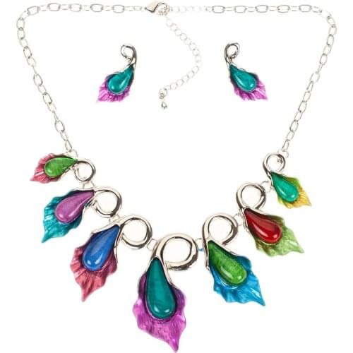 MS1504001 Fashion Brand Jewelry Sets Silver Plated 4Colors Flower Necklace Set Bridal Jewelry High Quality Party Gifts