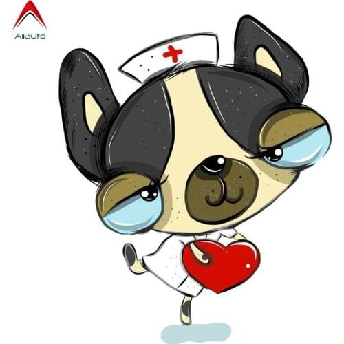 Aliauto Cartoon Car Sticker Lovely Nurse Dog PVC Decal for Automobiles Motorcycles Laptop Fridge Cover Scratches,13cm*11cm