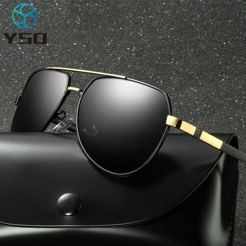 YSO Fashion Men Sunglasses Metal Frame Polarized UV400 Protection For Car Driving Glasses Men Over-sized Lens Sunglasses 389