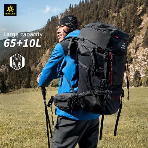 Kailas Mens and Womens 65 litre capacity outdoor camping trekking hiking travel mountaineering backpack with waterproof sleeve