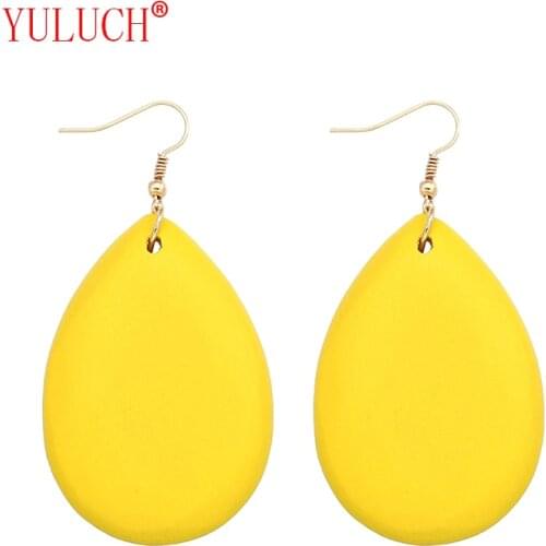 The Latest Design 6 Colors Wooden Water Drop Pendant for The National Fashion Woman Earrings Jewelry Accessories Gift