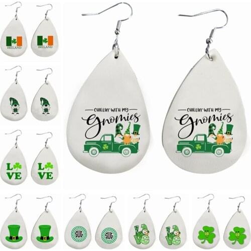 New Faux leather Earring Hat Earrings St Patricks Day Earrings Gnomies Earrings
