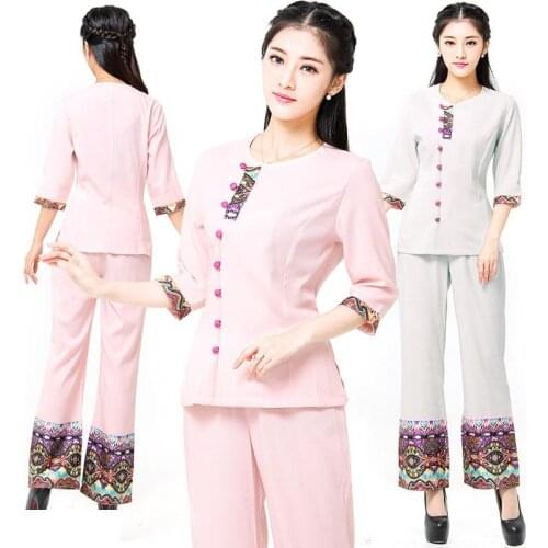 Autumn And Winter Beauty And Health Care Work Suit Foot Bath Technician Suit Sauna Workers Medium And Long Sleeves