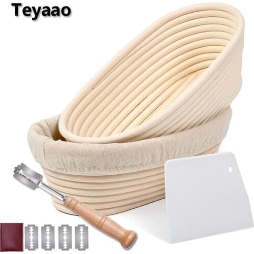 Teyaao Oval/Round Natural Rattan Fermentation Bread Basket Banneton Dough Wicker Rattan Mass Proofing Proving Baskets