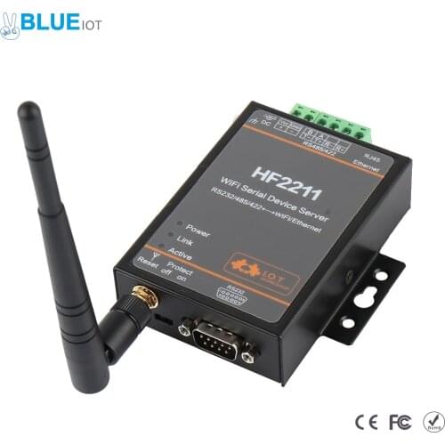 Industrial Modbus Serial RS232 RS485 RS422 to WiFi Ethernet Converter TCP IP MCU Serial Server Support Router or Bridge Network