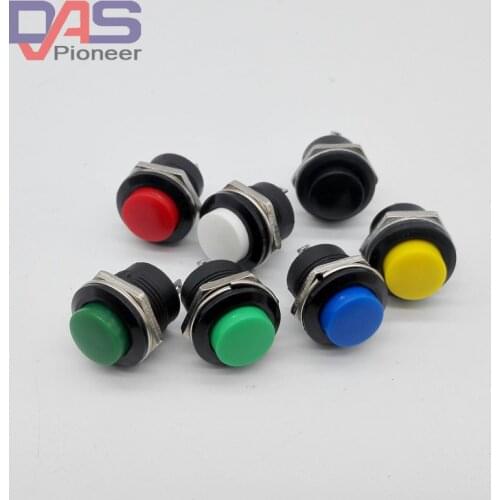 R13-507 SA170 P50 5Pcs Black Momentary Button Switch Installing Hole 16mm