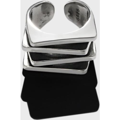 S925 sterling silver open ring heavy industry multi-layer ladder ring female European retro vintage ins Thai silver personalized