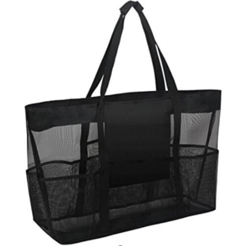 Mesh Beach Bag Oversized large Capacity Tote Bag Waterproof Inside Pocket & Zipper Closure Top-Handle Bags Purses And Handbags