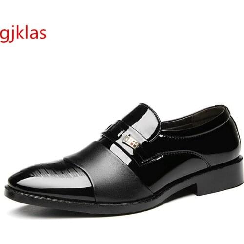 Mens Wedding Dress Shoes Loafers Brown Black Man Shoes Oxford Formal Patent Leather Shoes Men Classic Big Size 48 Office Wear