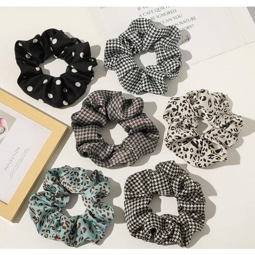 Vintage Leopard Dots Scrunchie Leopard Scrunchies Elastic Hair Bands Headband Ponytail Holder Ties Rope Hair Accessories Gift
