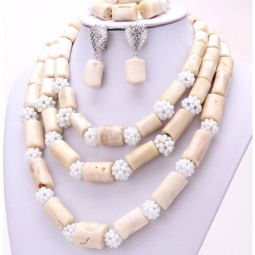 4ujewelry 12-13mm Costume Jewellery Set White Nature Coral Nigeria Beads Jewelry Set For Women