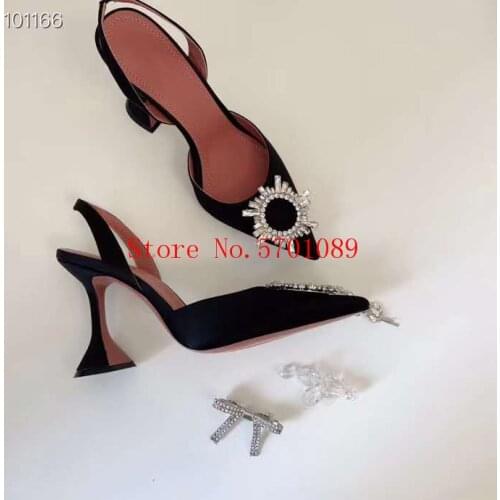 Woman Designer Shoes Begum Satin Crystal Embellished Pumps Trend Kick-flare Heels Am New Shoes