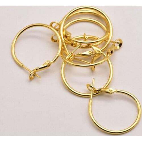 10 Pcs/Lot 25mm 18K Brass Gold-Plated Lobster Buckle Earrings Ear Cirle Clip On Earrings Bulk Items Wholesale Lots JA0469