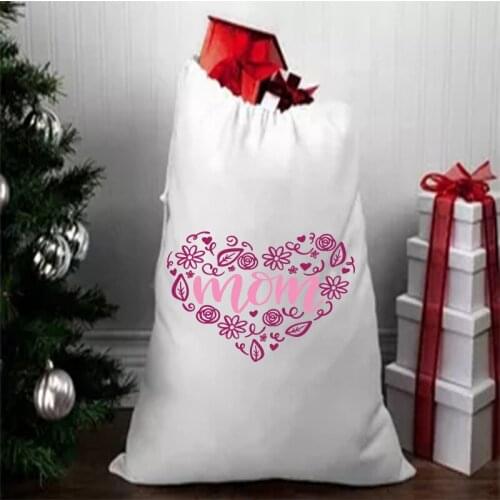 10pcs/lot Merry Christmas Sublimation Santa Sacks White Blanks Candy Bag New Year Home Decoration Candy Gift Large Storage