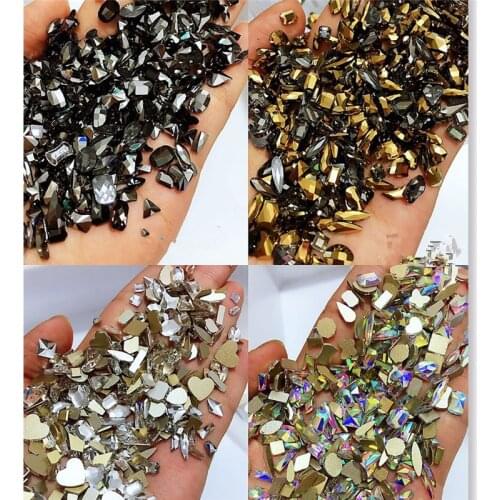 100pcs 3D Nail Rhinestones Stones Mixed size Charming /Glass Clear-AB Gems Flat back Rhinestone Strass For Nail Art Decoration