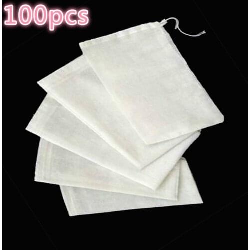 100 pcs Cotton bag Empty Tea Bags With String Heal Seal Filter Paper for Herb Loose Tea Soup Flavoring Cooking Teabags