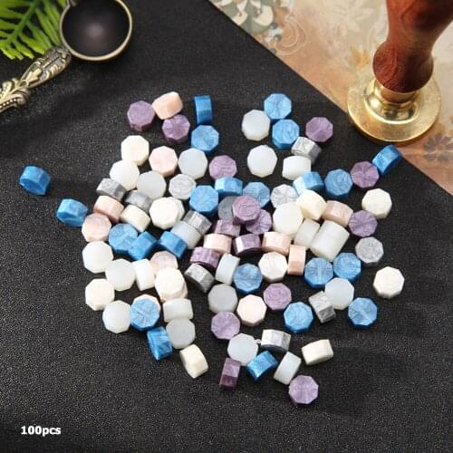 100Pcs Retro Octagon Stamping Sealing Wax Beads Wax Seal Stamps for Envelope Documents Wedding Invitation Decorative Supply