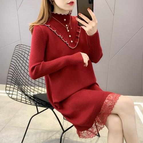 18999 hall 2 lines in the no. 1 】 make lace collar lace knitting dress teamed [1130] 65