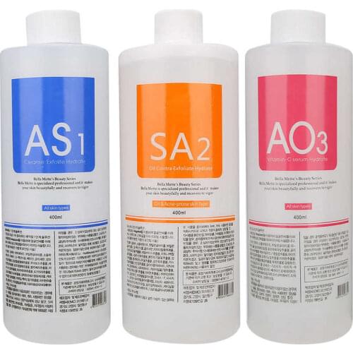 3pcs Skincare Face Serum Hydro Facial Aqua Peel Solution 400ml AS1 SA2 AO3 for Hydra Facial Machine Skin Deep Cleaning