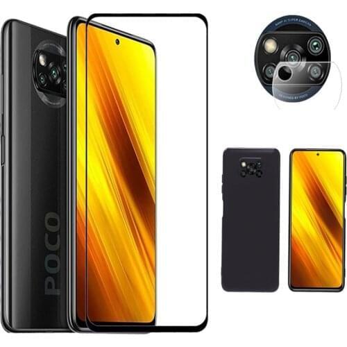 3in1 Soft Case with 2.5D 9H Tempered Glass for Xiaomi POCO X3 NFC Redmi Note 8 8T 8A X2 K30 F2 Pro