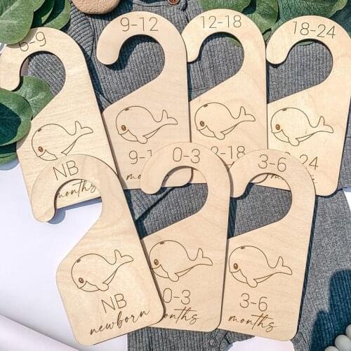 7pc Newborn 24 Months Baby Closet Dividers Wood Nursery Closet Clothes Organizers Baby Shower Gift