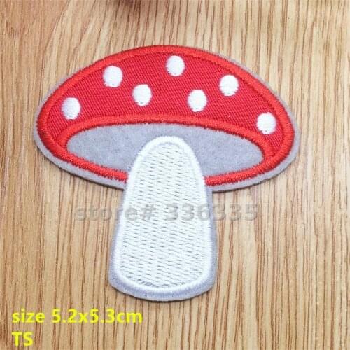 Free Shipping 10 pcs small size patch mushroom Embroidered patch iron on Motif sew on iron on Applique DIY accessory TS
