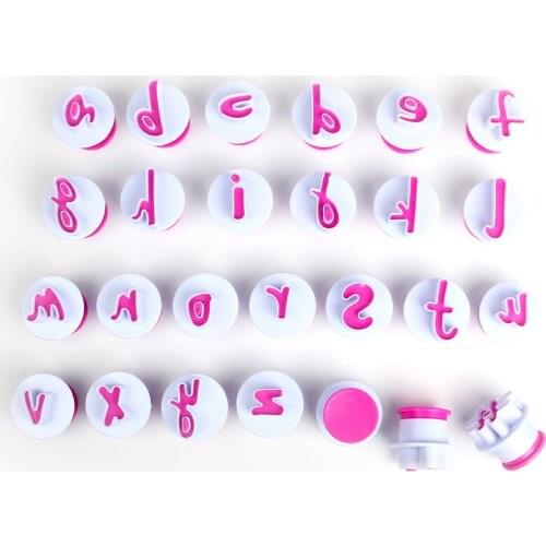 Free Shipping 26pcs Plastic Lowercase Cake Fondant Press Molds Sugar Craft DIY Tools Set HB0215I