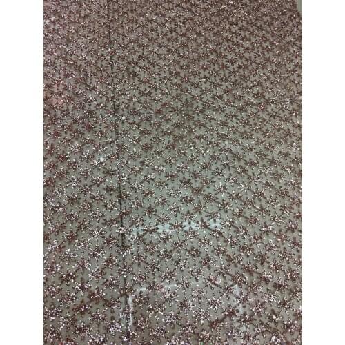 Champagne color glitter Sequins lace fabric Glued glitter sequins african lace fabric glitter lace for dress high quality